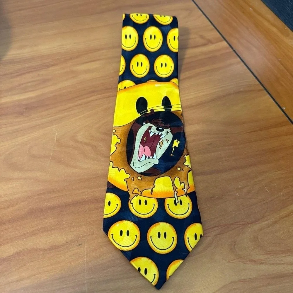 Looney Tunes Mania Vintage 1994‎ Tasmanian Devil Smiley Face Neck Tie